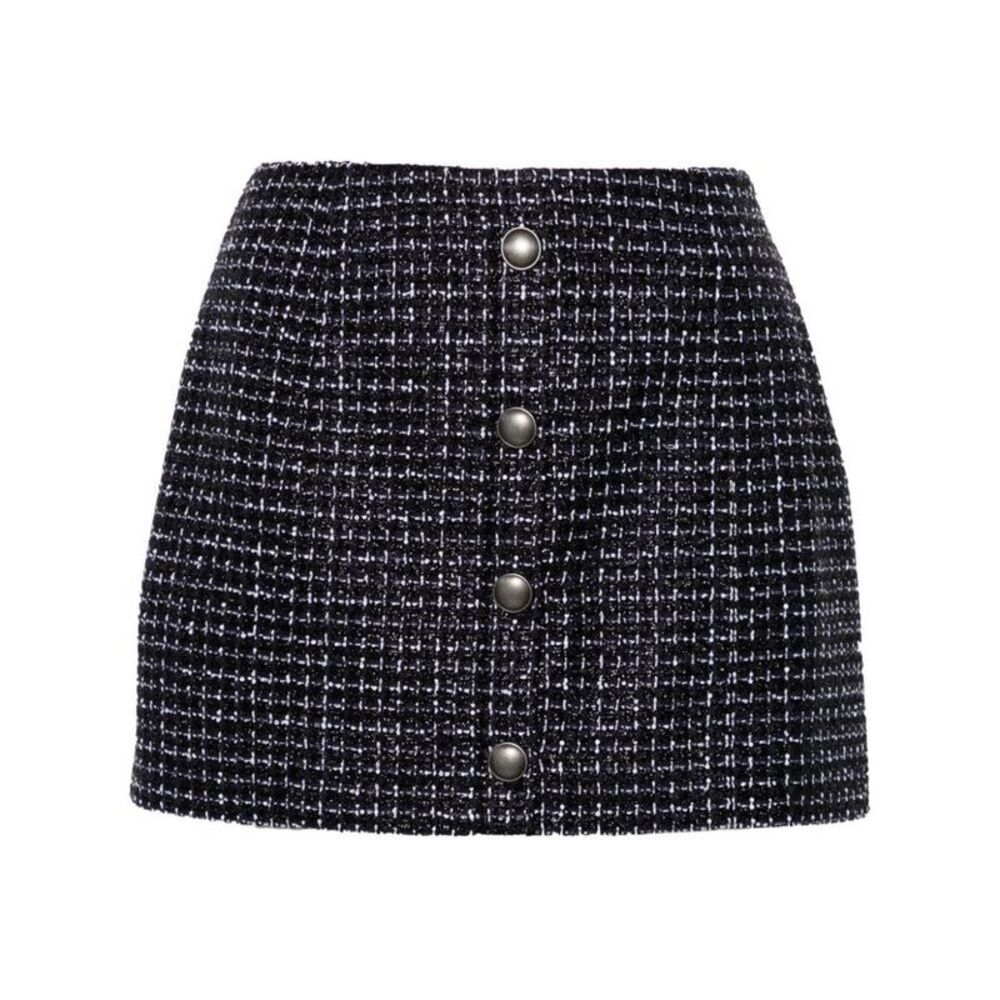 ALESSANDRA RICH Tweed Button-Front Mini Skirt Women BLUE Skirts